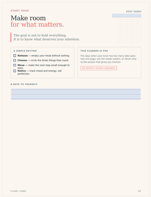 Clearpath - Daily Planner: Brain Dump, Top 3 Priorities & Weekly Review